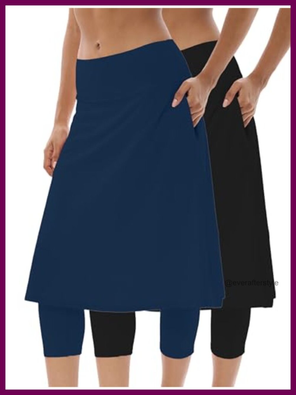 Women's Skort Skirt with Pockets 25-33 Inch Lightweight A-Line Midi Skorts